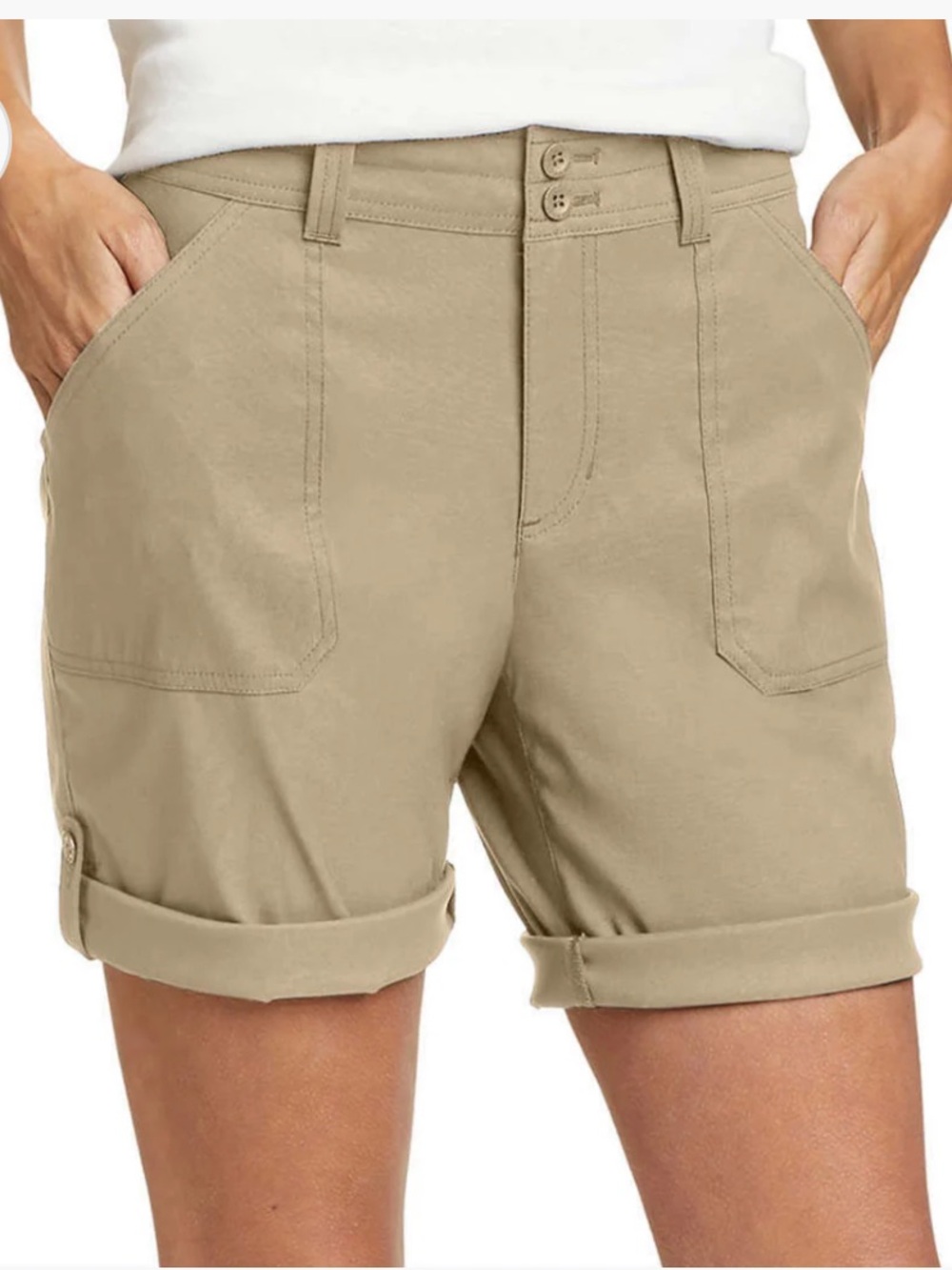 New Eddie Bauer Rolled-Hem Stretch Shorts, size 18. Color light sage ( not beige
